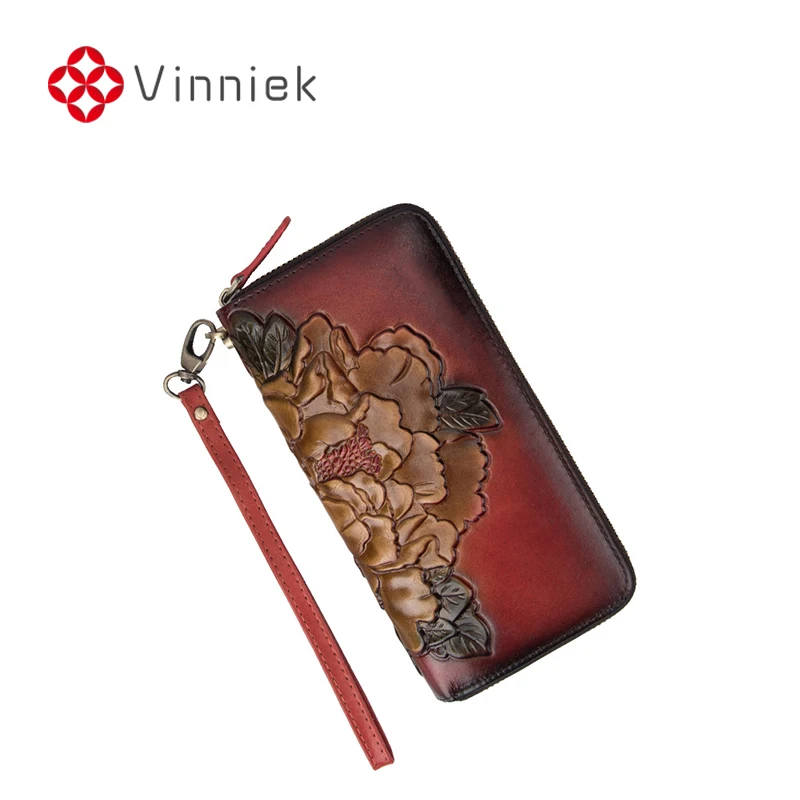 Женский кошелек из натуральной кожи большой вместительный на молнии с