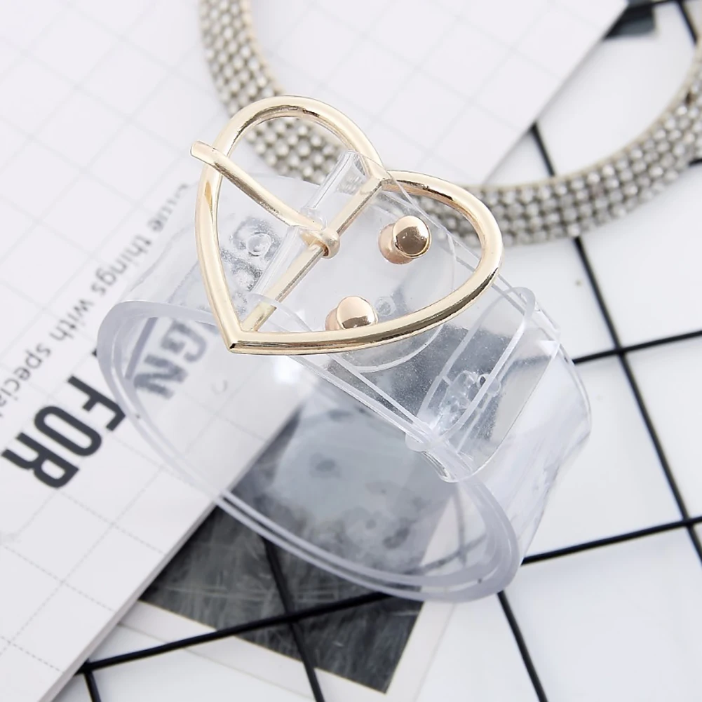 Fashion Lovely Round Heart Square Buckle Transparent Women Waistband Waist Belt | Аксессуары для одежды
