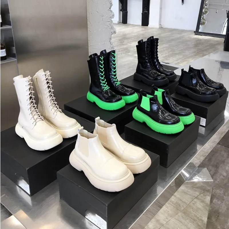 

Women's boots Martin boots women's big head short tube thick-soled low-cut Chelsea boots increased patent leather ankle boots