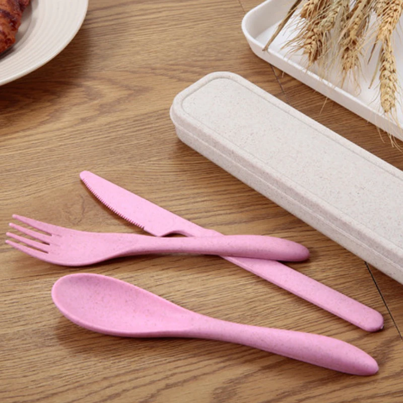 3 шт Детские наборы посуды многоразовые уличные столовые приборы коробка