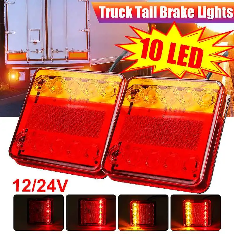 

2pcs 12V 24V LED Car Truck Tail Light Taillight Rear Stop Brake Light Indicator Signal Lamp Boat Trailer Caravan Van Lorry Bus