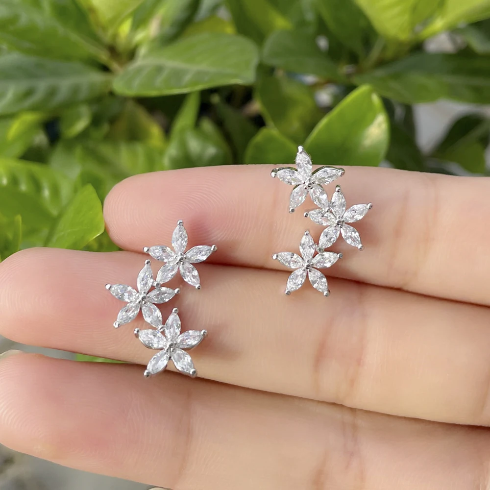 Женские Романтические серьги ThreeGraces модные из белого золота с кубическим