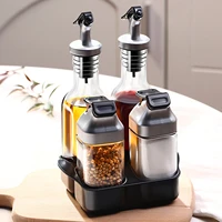 oil and vinegar salt pepper dispenser set with storage tray storage organizer