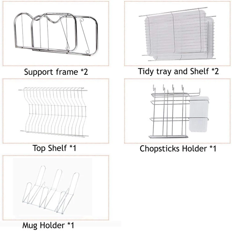 

3 Tier Dish Drainer Rack Holder Dish Drying Rack Plate Dish Cup Cutlery Drainer Rack Plates Holder with Mug Holder and Cutlery K