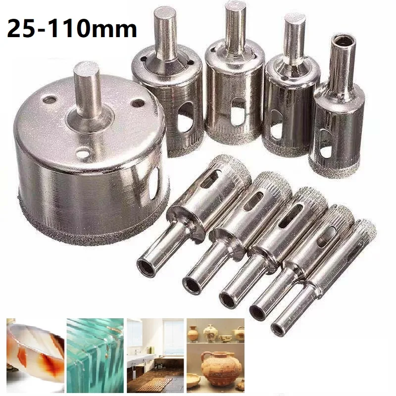 

Hole maker Diamond drill bit Hole drilling Cutting 25mm-100mm Hole Saw Glass New