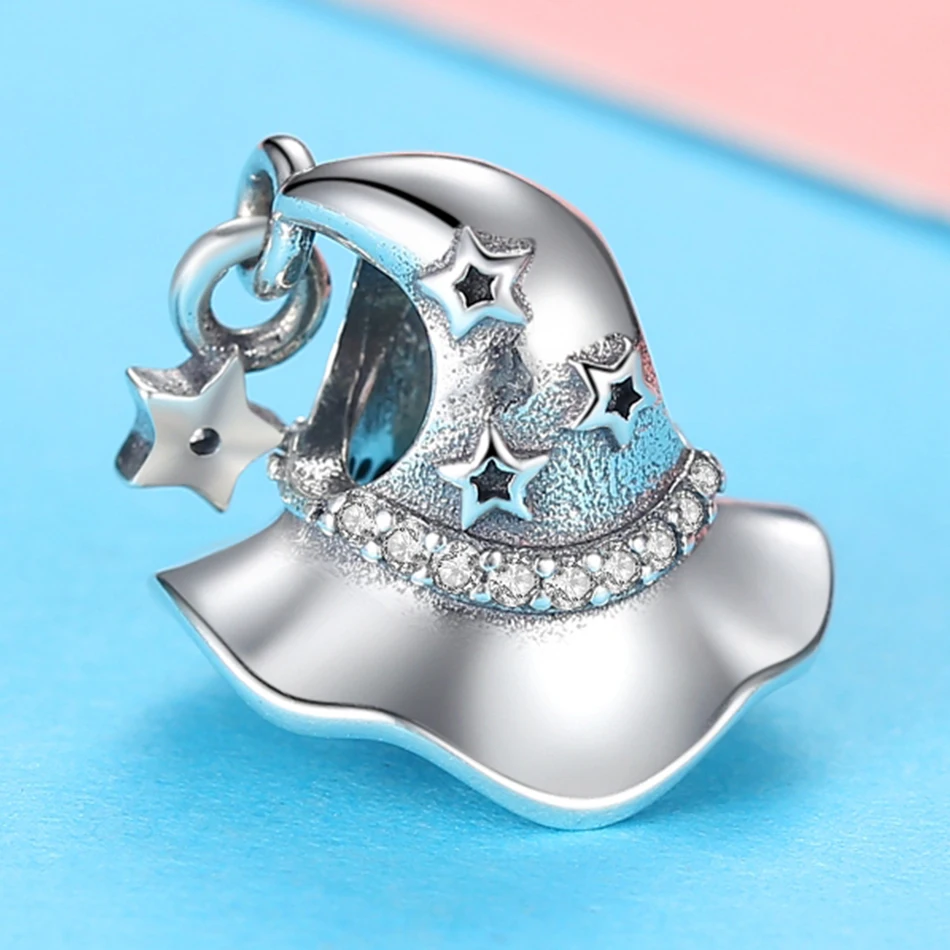 100% Настоящее Стерлинговое Серебро 925 пробы бусы Европейский Хэллоуин шляпа