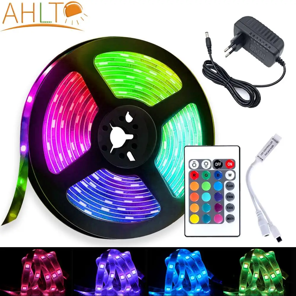 

Светодиодные ленты с ИК-контроллесветодиодный 24k, гибкие RGB 5050, декоративная подсветильник ка, лампа, светильник, неоновая светящаяся лента ...