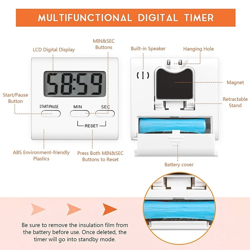 Цифровой кухонный таймер обратного отсчета для приготовления пищи с громким