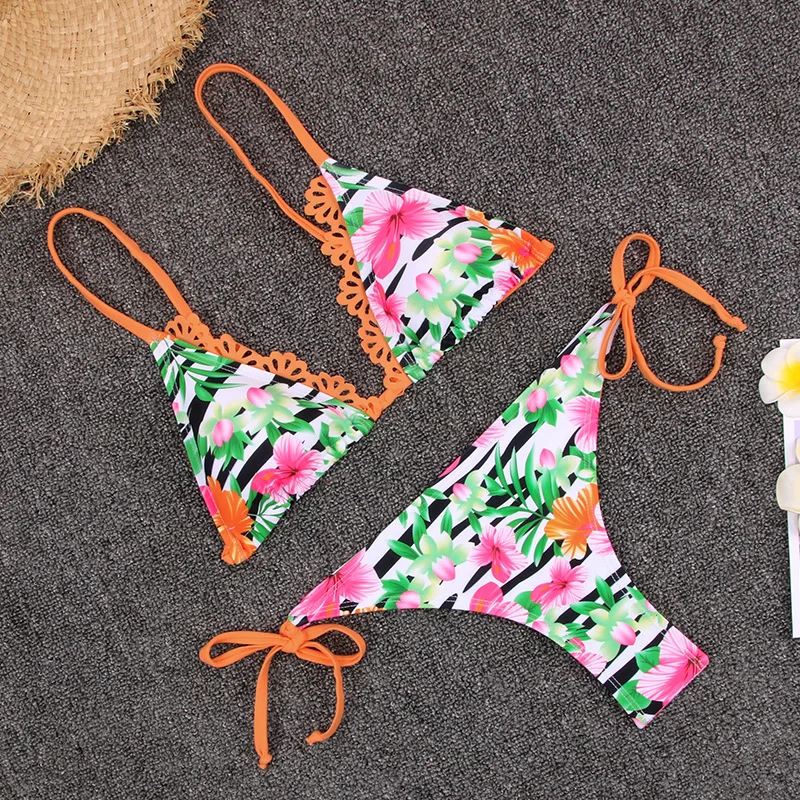 KAAKZ 2020 new women's bikini flower print sexy suit two-piece | Женская одежда