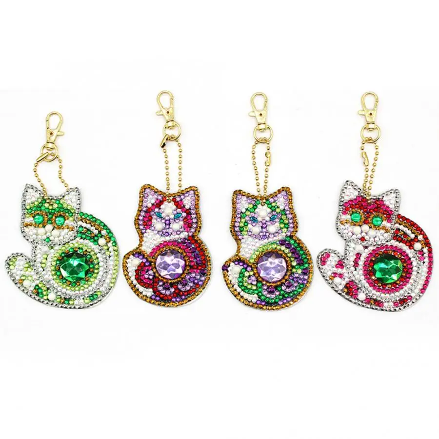 Алмазный Брелок сделай сам в форме кошки с блестками из смолы брелок ручной