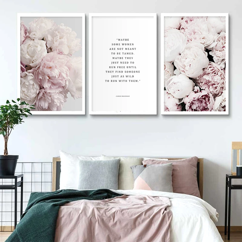 

Scandinavian Art Flower Canvas Poster Pink Peony Floral Print Painting Nordic Style Wall Picture Modern Living Room Decoration