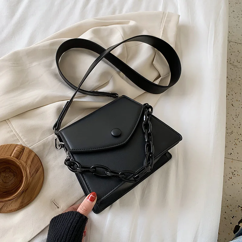 

Thick Chain Design Small PU Leather Crossbody Bags For Women 2020 Female Shoulder Messenger Bag Ladies Handbags