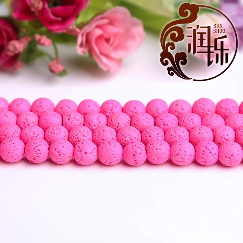 Бусины Из Натуральной лавы гематит розовый вулканический камень круглые бусины