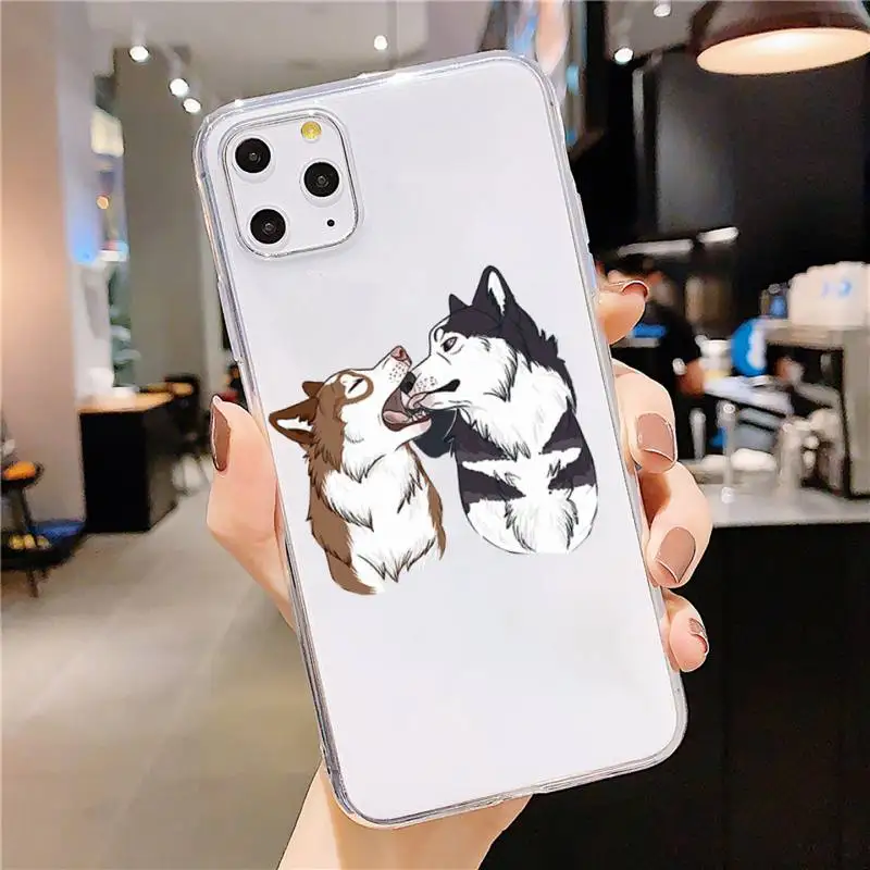 

Husky Kawaii Wolf cute Phone Case Transparent soft For iphone 5 5s 5c se 6 6s 7 8 11 12 plus mini x xs xr pro max