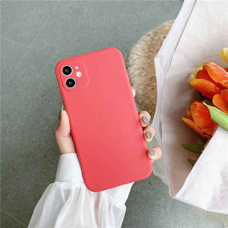 Простой матовый квадратный силиконовый чехол для iPhone 13 12 Pro Max Mini 11 X Xr Xs 8 7 Plus SE 2020 6