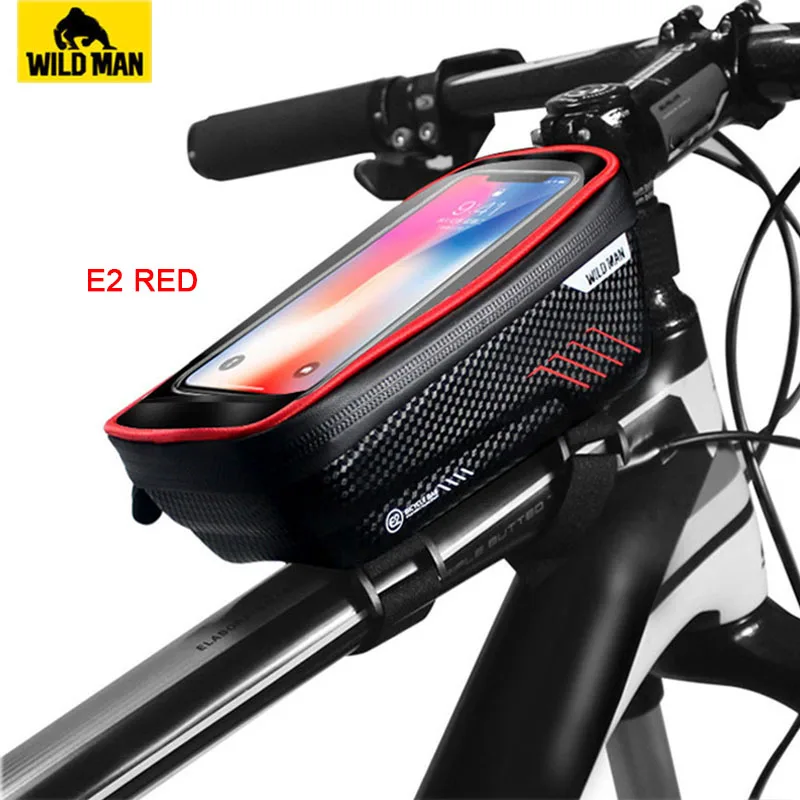 E2 red Дикий человек руль для шоссейного велосипеда, руль для сумка непромокаемая велосипедная Передняя Топ труба сумка MTB ремонт инструмента сумка под седло велосипеда Sacoche Velo - Цвет: E2 red