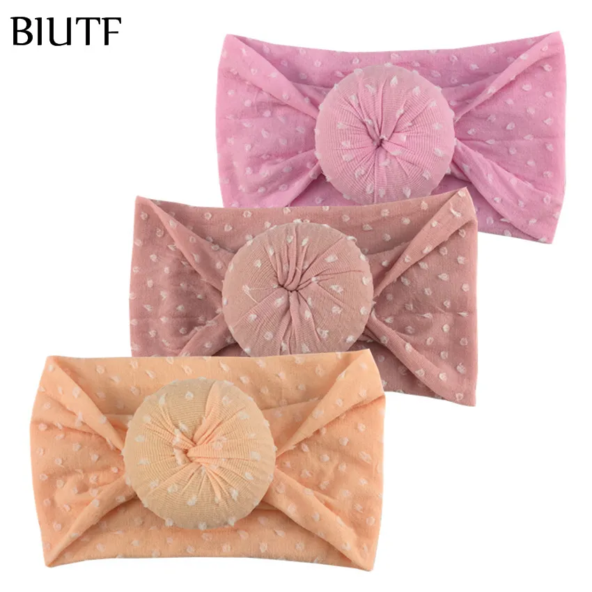 1 шт./лот широкая эластичная нейлоновая повязка на голову в горошек с круглым