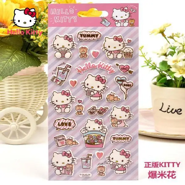 

3D наклейка Hello Kitty, милая девочка, трехмерная пузырьковая наклейка, мультяшная креативная наклейка, картина, подарок для девочки