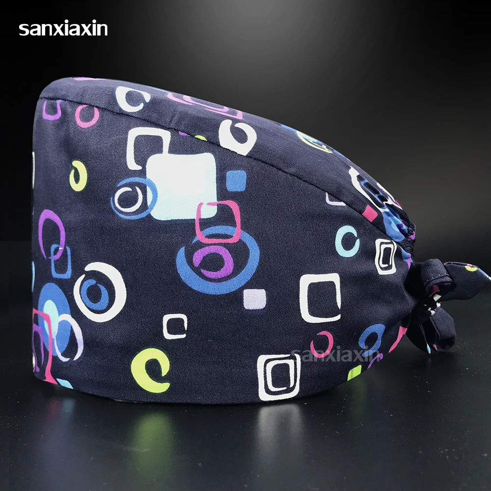 

Adjustable Cartoon Printing Doctor Hat Hospital Nurse Pure Cotton Nursing Hat Unisex Beauty Salon Scrubs Hats Customizable Logo