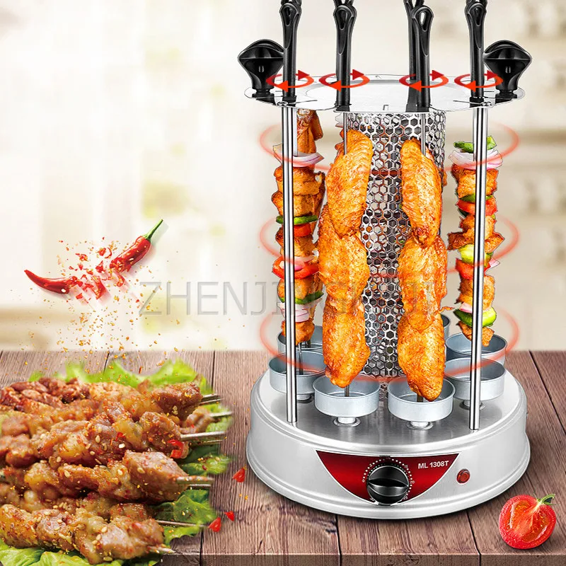 electric grill fully automatic spin home timed dismountable oil collector steel fork kebab roast chicken wing barbecue machine free global shipping