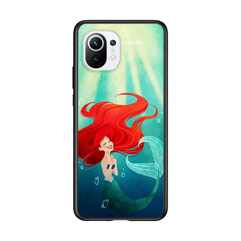 

Mermaid Disney Princess Cute for Xiaomi Mi 11 10T Note 10 Ultra 5G 9 9T SE 8 A3 A2 A1 6X Pro Play F1 Lite 5G Black Phone Case