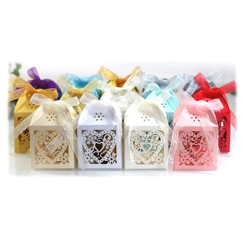 24 шт./компл. Любовь Сердце Лазерная резка полые сувениры подарок коробка