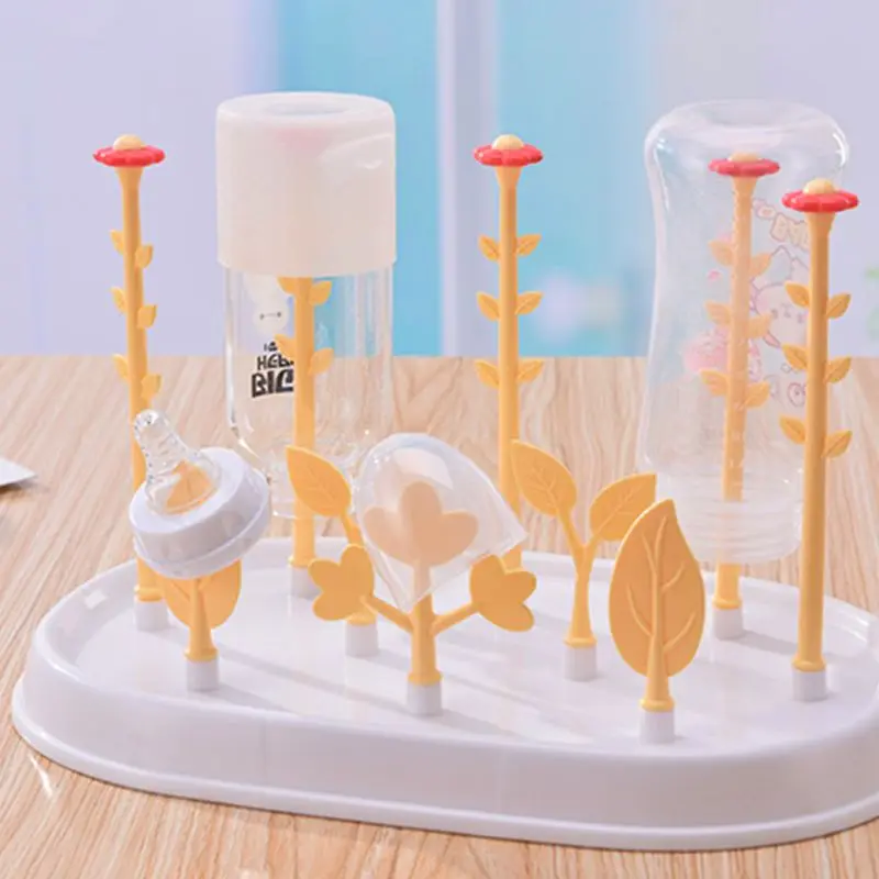 

Flower Type Multifunctional Baby Bottle Holder Storage Box Drain Rack with Dust Cover Kids Infants Bottles Drying Racks R7RB