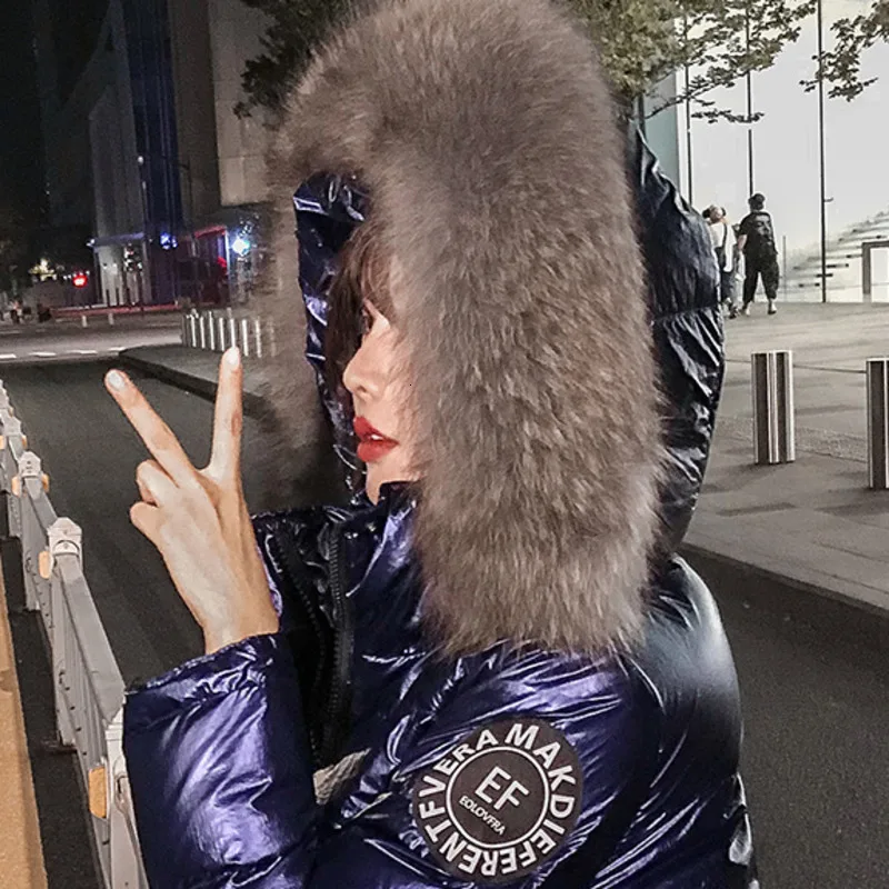 Длинные Голубые отражающие легкие пуховики для девочек 2019 зимняя куртка плотное