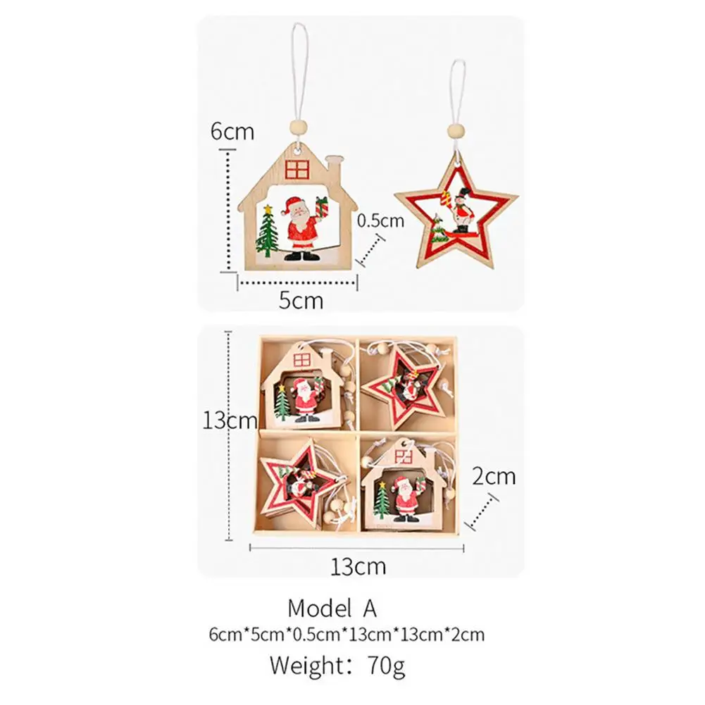 

12pcs Wooden Hollow Christmas Decoration Santa Claus Hanging Pendant Snowflake Snowman Christmas Ornaments Home Decoration