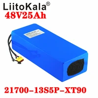 liitokala 48v 25ah 21700 5000mah 13s5p lithium battery pack 48v 25ah 1500w electric bicycle battery built in 20a bms t xt90 plug