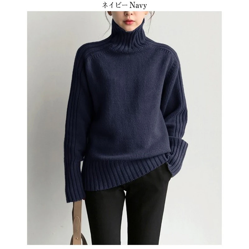 

20201 Winter Sweaters For Turtleneck Sweater Solid Outdoor Striped Loose Thick Warm Jumpers Female Knitted Tops Y101