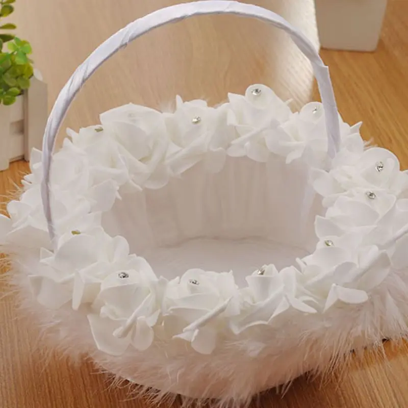 

Western Wedding Ceremony Romantic Rhinestone Foam Rose Party Flower Girls Basket Petals Bouquets Holder