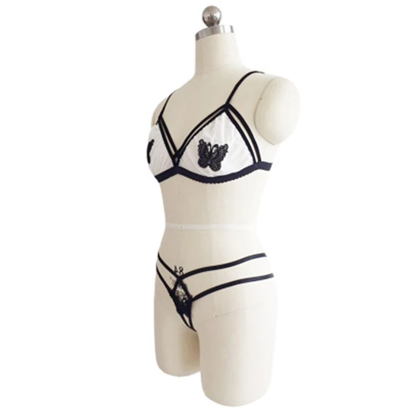 Women Large-Size Push Up Bra Set Sexy butterfly Brief Sets Intimates Young Girl Underwear Bra+Tops+Pyjamas Sleepwear | Женская одежда