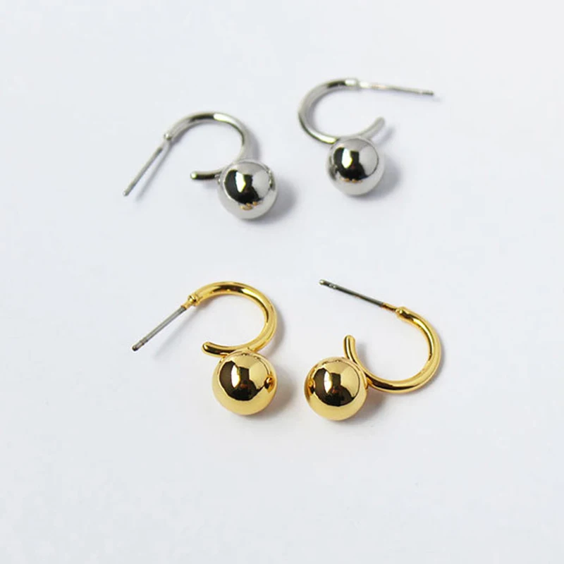 

Peri'sBox Minimalist Solid Gold Ball Small Open Hoop Earrings for Women Polished Metal Geometrical Earrings Jewelry Classic