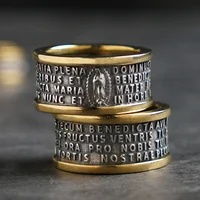 Catholic virgin Mary Scripture silver inlaid copper ring ins fashion men custom single personality Ring