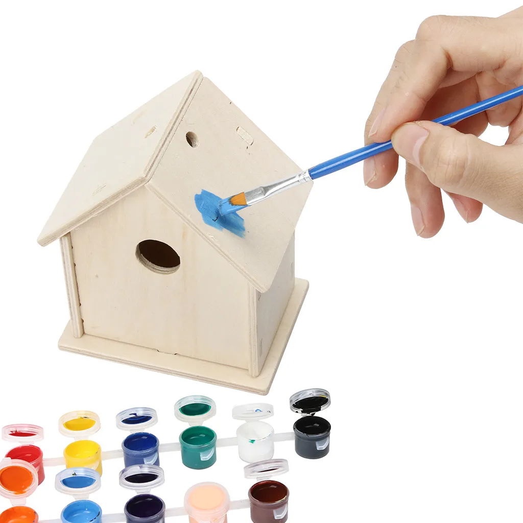 Деревянная кормушка для птиц подвесная украшения сада Шестигранная форма с