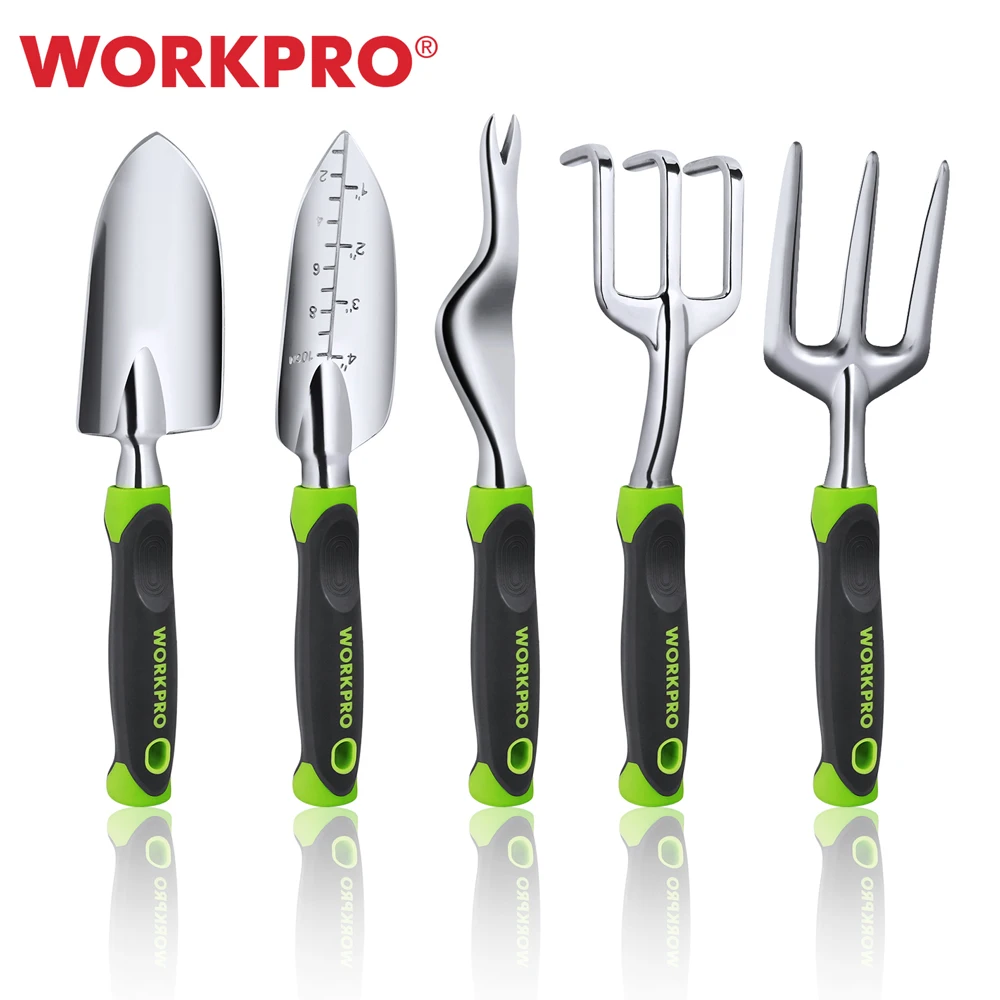 

WORKPRO 5 PC Garden Tool Set Cast Aluminum Outdoor Gardening Work Hand Tools Kit for Men and Women Including Trowel