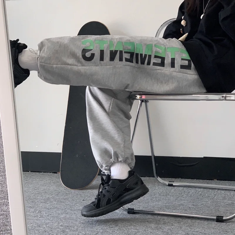 

2020 autumn and winter new sports style baggy trousers personality insert ins high waist hip-hop long trousers fashion tide