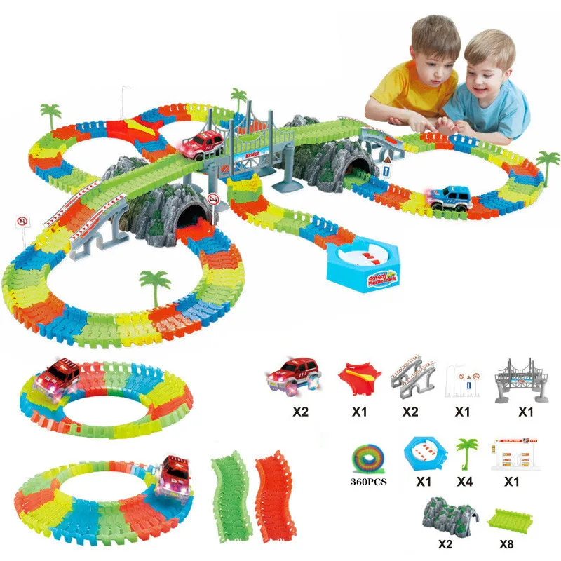 DIY железная дорога магический светящийся гибкий трек автомобиль игрушки дети