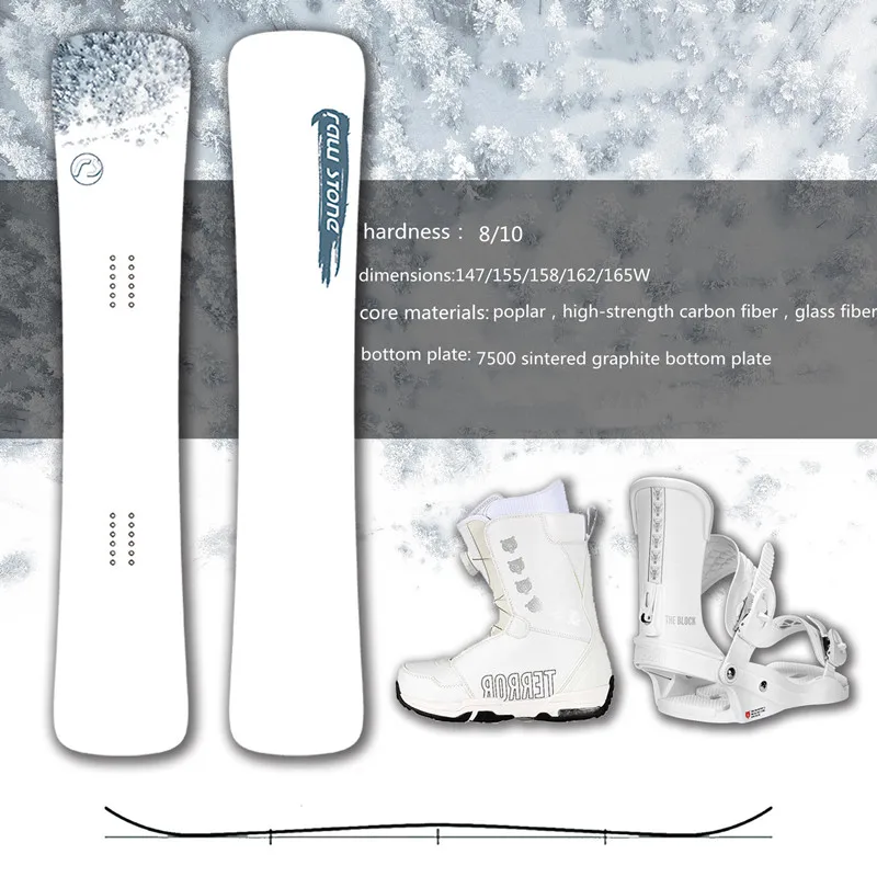 

155W Сноуборд костюм взрослые мужские лыжные принадлежности для начинающих. Доска для сноуборда зимних видов спорта