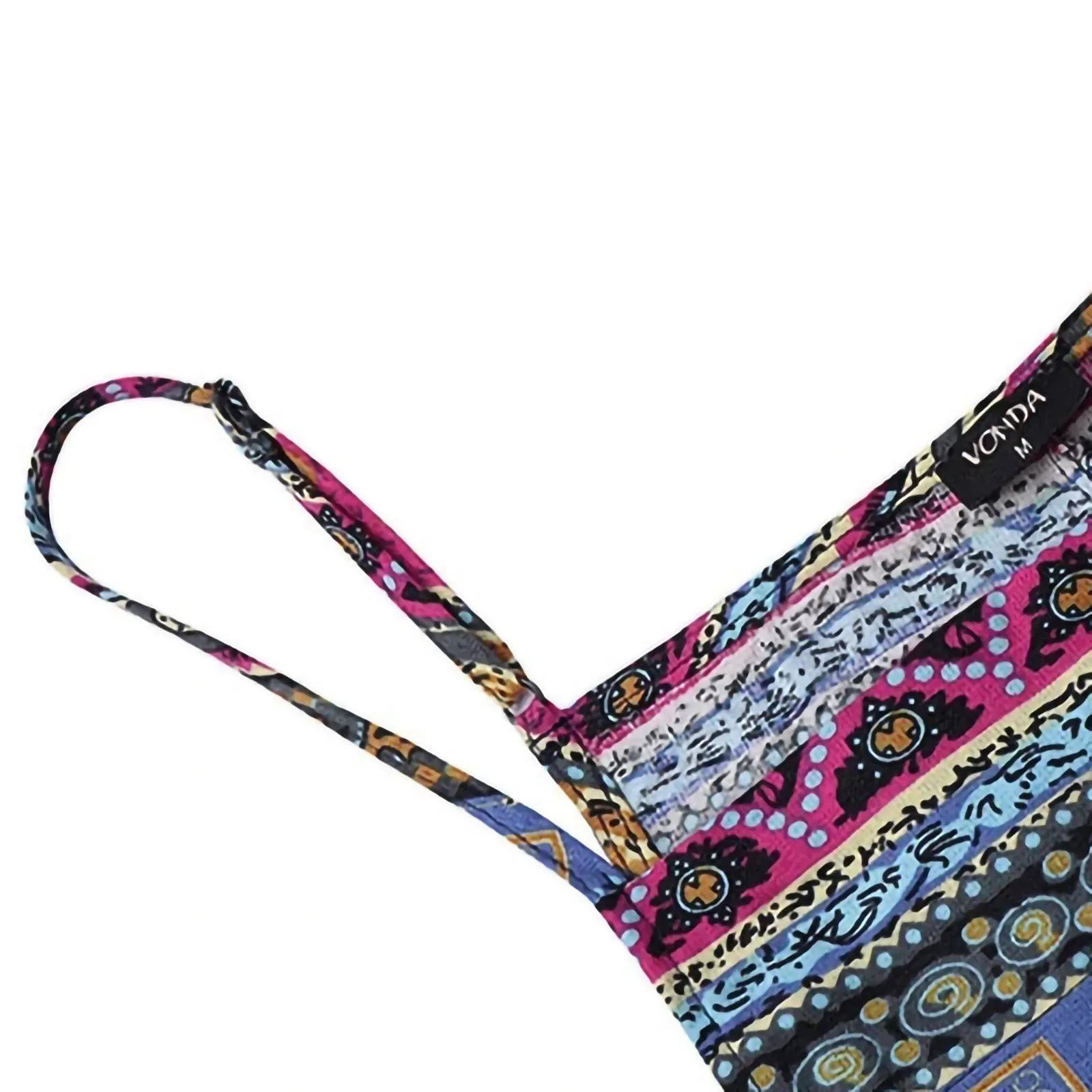 

Fashion Ethnic Style Print Women Jumpsuit Rompers Casual Loose Sling Wide Leg Pants With Pockets Sleeveless Straight Bodysuit