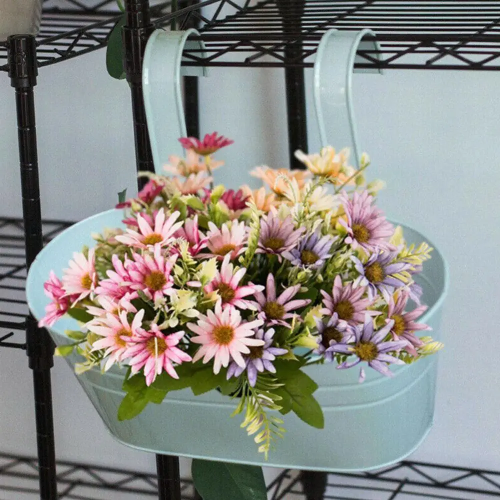 

1pcs Colorful Hanging Flower Pots Metal Iron Balcony Planter Plant Garden Decor With For Home Hook Detachable R8C6