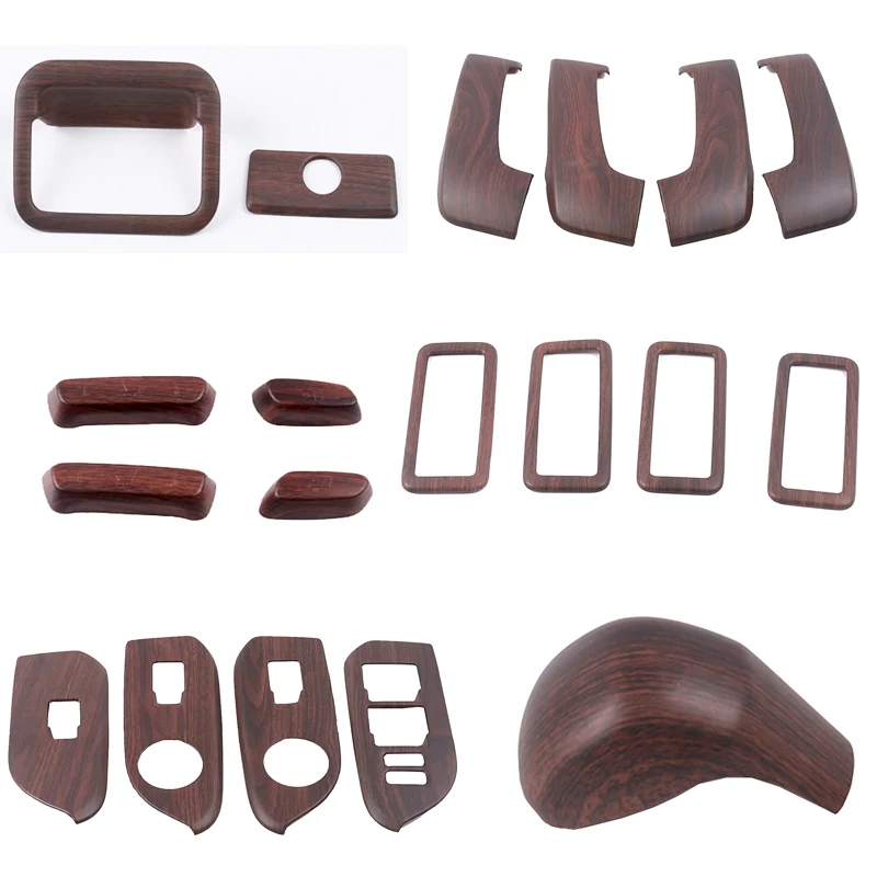 LHD For Toyota Land Cruiser Prado FJ150 2018 2019 Wood Grain Car Interior Decoration Trim Frame Accessories Car Styling