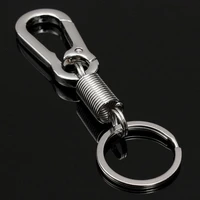 spring key chain stainless steel gourd buckle carabiner keychain waist belt clip anti lost buckle hanging retractable keyring