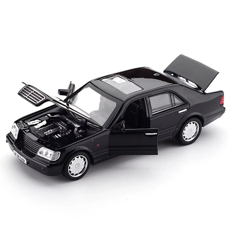 Хит продаж литые под давлением модели автомобиля 1:32 S W140 мигающий светильник