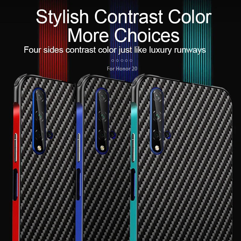 for Huawei Honor 20 Pro Honor20 Case Metal Frame Bumper Aluminum Alloy Protection Cover Military-Grade Armor Carbon Fiber |