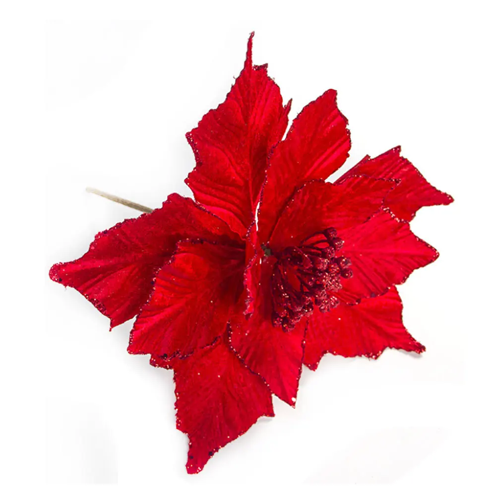 Искусственные цветы для украшения блестящая пуансеттия искусственные сделай