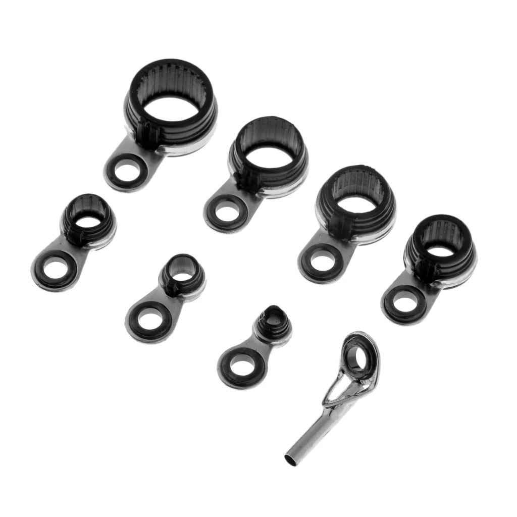 

8 pcs Stainless Steel, Ceramic Fishing Rod Guide Eye Guide Ring Tip Line Ring Fishing Guide Rings