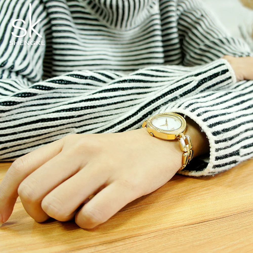 Shengk новые модные женские брендовые наручные часы женский серебряный браслет