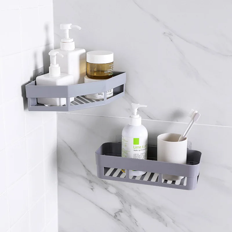 Bathroom Corner Shower Suction Shelf Wall Storage Basket Shampoo Tray Soap Box Holder Kitchen Sponge Rack Household Accessories |